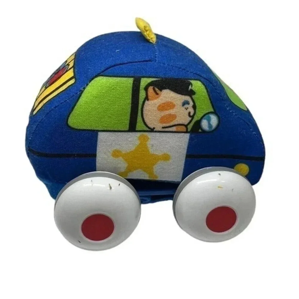 Melissa & Doug K's Kids Pull-Back Town Vehicles Soft Cloth Rolling Cars Cops Bus